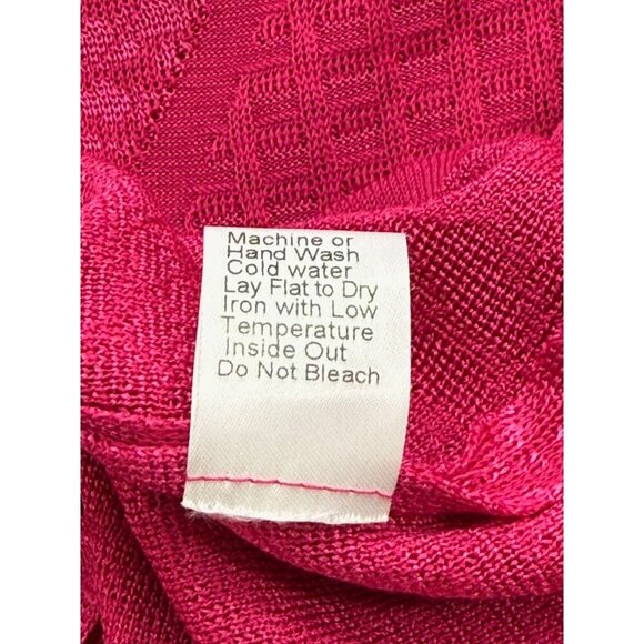 Ming Wang Knit Shift Dress Hot Pink Raspberry Short Sleeve Stretch Travel Size M - Picture 6 of 7